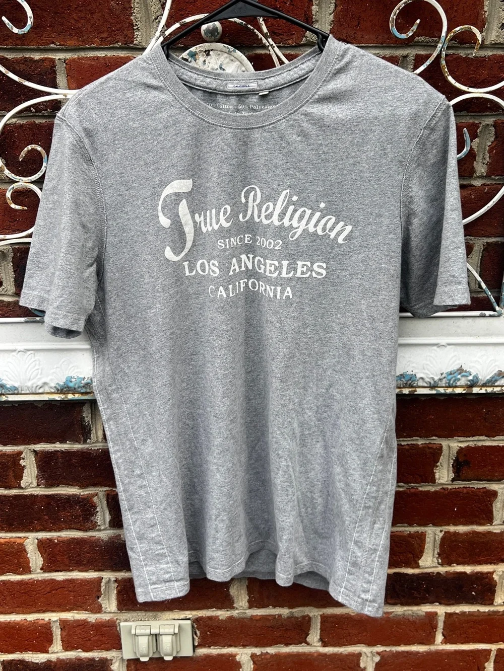 True Religion XL California Graphic Tee Gray Y2K Streetwear